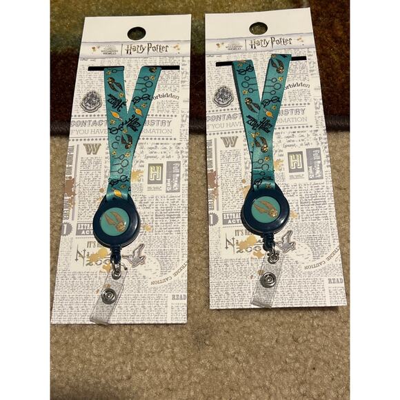 Harry Potter Snitch Lot of 2 Lanyards with Badge Reel for ID Badges green teal - Picture 8 of 8
